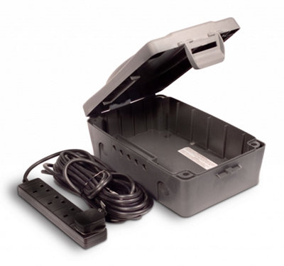Masterplug Weatherproof Power Box with 10m 4-Way Extension Lead
