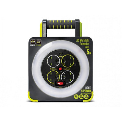 Masterplug Work Light Cable Reel 240v 13a 4-socket 5m Multi Colour (One ...