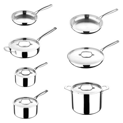MasterPro Argent 3 Set of 12 Stainless Steel Cookware Silver | DIY at B&Q