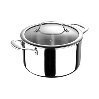 MasterPro Argent 3 Stainless Steel Non-stick Casserole with Glass Lid 22cm Silver