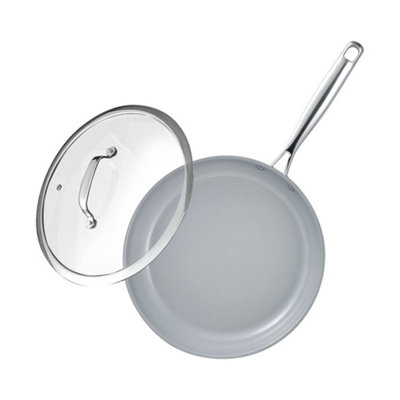 MasterPro Argent 3 Stainless Steel Non-stick Frying Pan with Glass Lid 30cm Silver