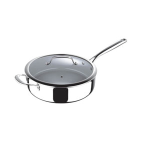 MasterPro Argent 3 Stainless Steel Non-stick Saute Pan with Glass Lid 28cm Silver