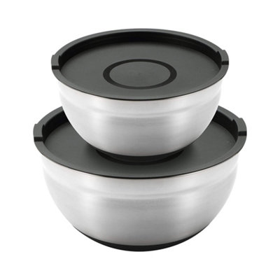 MasterPro Foodies Set of 2 Stainless Steel Mixing Bowl with Lid Silver ...