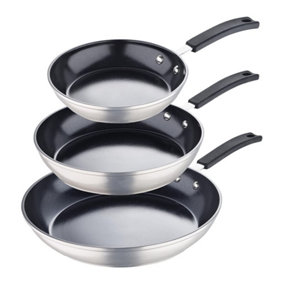 MasterPro Smart Forged Aluminium Non-stick Frying Pan Set of 3 Silver/Black