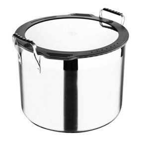 MasterPro Smart Stackable Stainless Steel Casserole with Tempered Glass Flat Lid 28cm Silver