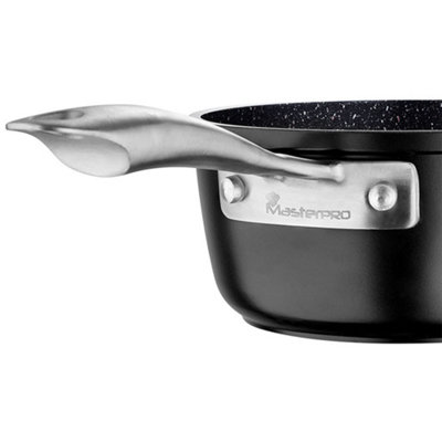 MasterPro Vita Forged Aluminium Non-stick Sauce Pan with Lid 1.1L Black