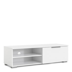 Match TV Unit 1 Drawers 2 Shelf in White High Gloss