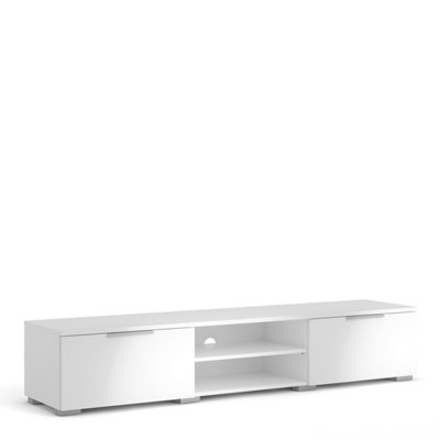 Match TV Unit 2 Drawers 2 Shelf in White High Gloss