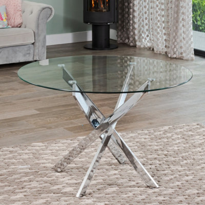 Matera 120cm Round Glass Dining Table | DIY at B&Q