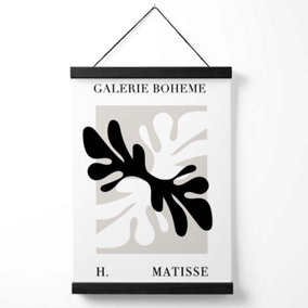Matisse Floral Cutout Beige and Black Bohemian Medium Poster with Black Hanger