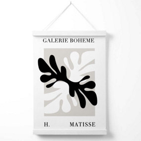 Matisse Floral Cutout Beige and Black Bohemian Poster with Hanger / 33cm / White