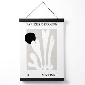 Matisse Floral Cutout Beige and Black Medium Poster with Black Hanger
