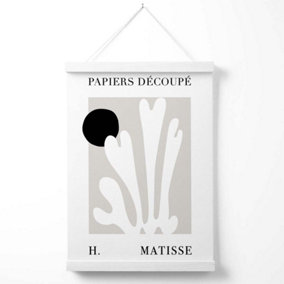 Matisse Floral Cutout Beige and Black Poster with Hanger / 33cm / White