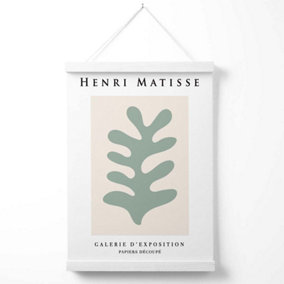 Matisse Floral Cutout Beige and Sage Green Exhibition Poster with Hanger / 33cm / White