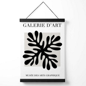 Matisse Floral Cutout Black and Grey Medium Poster with Black Hanger