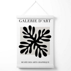 Matisse Floral Cutout Black and Grey Poster with Hanger / 33cm / White