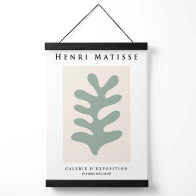 Matisse Floral Cutout Cream and Sage Green Exhibition Medium Poster with Black Hanger