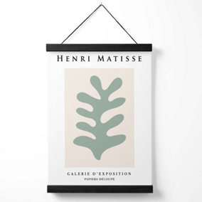 Matisse Floral Cutout Cream and Sage Green Exhibition Medium Poster with Black Hanger