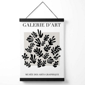 Matisse Floral Cutout Grey and Black Medium Poster with Black Hanger