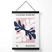 Matisse Floral Cutout Pink and Blue Bohemian Medium Poster with Black Hanger