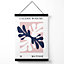 Matisse Floral Cutout Pink and Blue Bohemian Medium Poster with Black Hanger