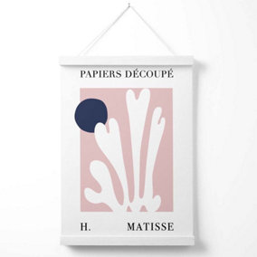 Matisse Floral Cutout Pink and Blue Poster with Hanger / 33cm / White