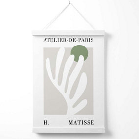 Matisse Floral Cutout Sage Green Exhibition Poster with Hanger / 33cm / White