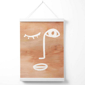Matisse Inspired Abstract Terracotta Face Poster with Hanger / 33cm / White