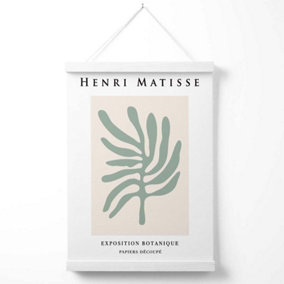 Matisse Leaf Sage Green and Beige Exhibition Poster with Hanger / 33cm / White