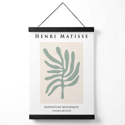 Matisse Leaf Sage Green and Cream Exhibition Medium Poster with Black Hanger