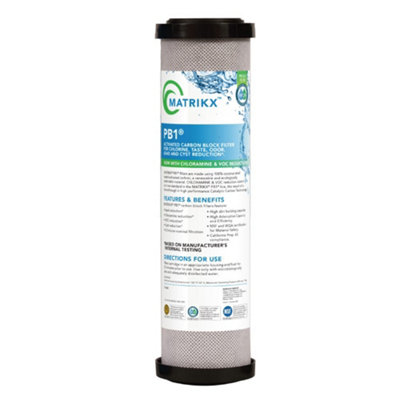 Matrikx PB1 Chloramine and Heavy Metal Reduction Catalytic Carbon Block Water Filter - 10" x 2.5" - 0.5 Micron