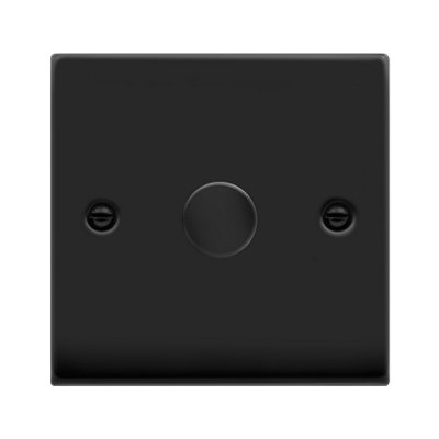 Matt Black 1 Gang 2 Way LED 100W Trailing Edge Dimmer Light Switch - SE Home