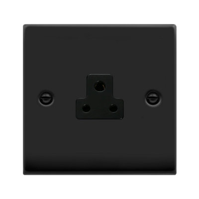 Matt Black 1 Gang 2A Round Pin Socket - Black Trim - SE Home