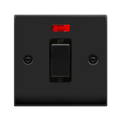 Matt Black 1 Gang Ingot Size 45A Switch With Neon - Black Trim - SE Home