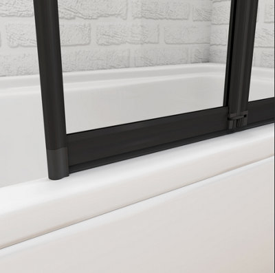 Matt Black 1000x1400mm 4 Fold Folding Bath Shower Screen Glass Panel
