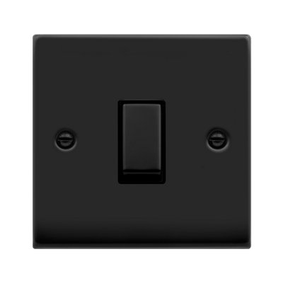 Matt Black 10A 1 Gang 2 Way Ingot Light Switch - Black Trim - SE Home
