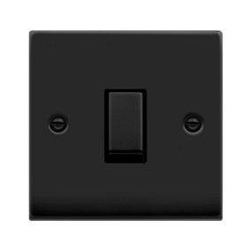 Matt Black 10A 1 Gang Intermediate Ingot Light Switch - Black Trim - SE Home
