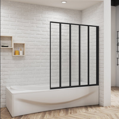 5 Fold Pivot Shower Bath Screen – 1200x1400mm, 4mm Tempered Glass, Left Or Right Hand Fit, Waterproof-1089789