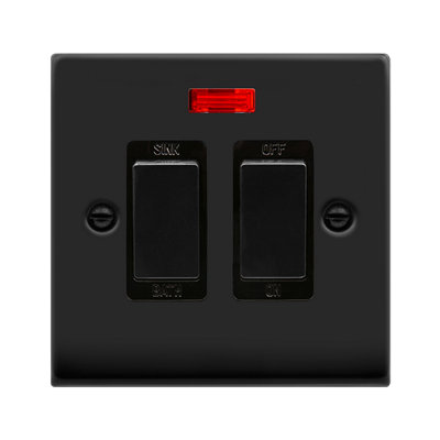 Matt Black 20A DP Sink/bath Switch - Black Trim - SE Home