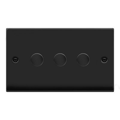 Matt Black 3 Gang 2 Way LED 100W Trailing Edge Dimmer Light Switch - SE Home