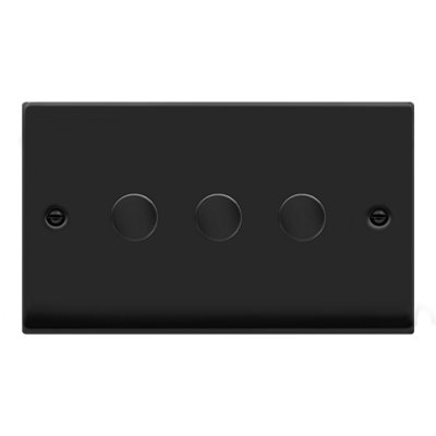 Matt Black 3 Gang 2 Way LED 100W Trailing Edge Dimmer Light Switch - SE Home