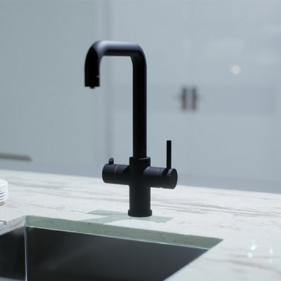 Matt Black 3 in 1 Instant Boiling Water Tap, 2.4L Boiler Unit & Carbon ...