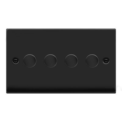 Matt Black 4 Gang 2 Way LED 100W Trailing Edge Dimmer Light Switch. - SE Home
