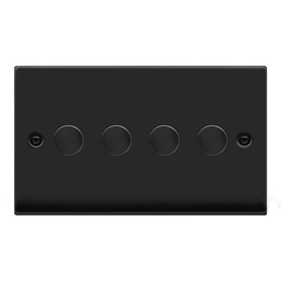 Matt Black 4 Gang 2 Way LED 100W Trailing Edge Dimmer Light Switch. - SE Home