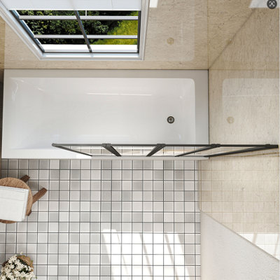 Matt Black 900x1400 4 Fold Folding Shower Bath Screen 180 Pivot 4mm ...