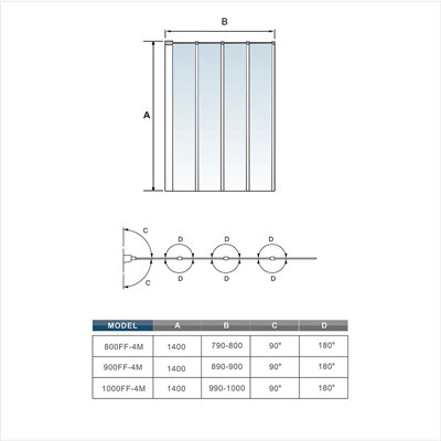 Matt Black 900x1400 4 Fold Folding Shower Bath Screen 180 Pivot 4mm ...
