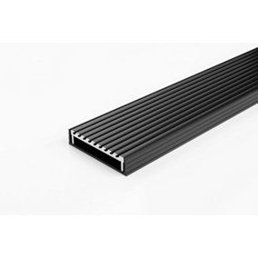 Matt Black Aluminium Grate Linear Channel Drain 1500mm x 106mm x 23mm, Aluminium Grate With Black uPVC Channel, Fixtures, Fittings