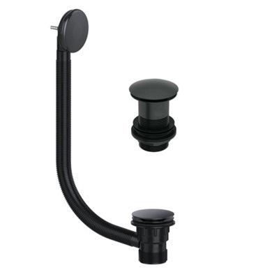 Matt Black Bath & Unslotted Full Cover Basin Sink Waste Pack | DIY at B&Q
