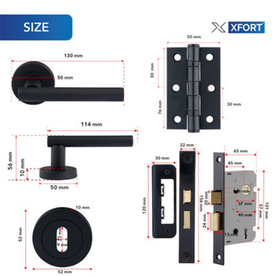 Matt Black Beacon Lever On Rose Lock Pack, Complete Lock Set