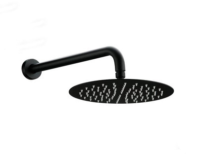 Matt Black Concealed Shower, Bathroom 8" Rain Round Head Rare Wall Mounted